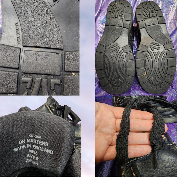 Rare Vtg Made in England Black Lace Up Classic Chunky Doc Dr Martens Sz 8 Mens - Picture 8 of 8